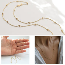 Load image into Gallery viewer, 14K Gold Beaded Necklace, Satellite Chain Necklace, Dorica Beads, Dainty Jewelry, Minimalist Layering, Gift for Her, Mother’s Day
