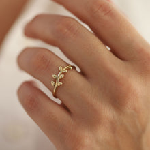 Load image into Gallery viewer, 14K Solid Gold Thin Olive Leaf Ring, Minimal Stackable Ring, Wrap Ring, Branch, Mother&#39;s Day, Birthday Gift, Simple Gold Ring, Rose Gold
