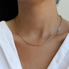 Load image into Gallery viewer, 14K Real Gold Force Staple Chain,Gold Link Chain Necklace,Minimalist Thin Necklace,Gold Thin Chain,Woman and Man Unisex Chain
