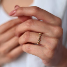 Load image into Gallery viewer, 14K Gold Beaded Ring, Minimal Stackable Ring, Thin Gold Ring, Rose Gold, White Gold, Yellow Gold, Everyday Jewelry, Mother&#39;s Day, Birthday
