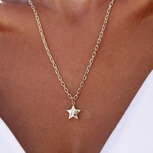 14k Real Gold Star Necklace, Gold Star Charm, Celestial Jewelry, Gold Star Charm, Layered 3D Star Pendant, Gold Chain Necklace, Star Charm