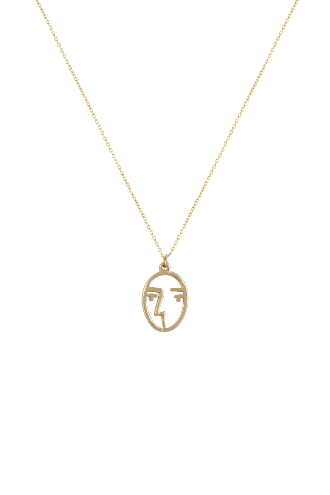 Gold Mask Pendant Necklace