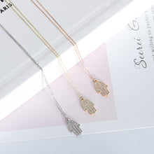 Load image into Gallery viewer, NEW Diamond Hamsa Pointing Down Necklace
