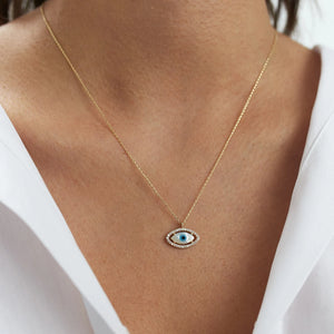 Diamond and Mother of Pearl Evil Eye Necklace