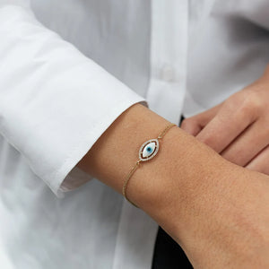 Diamond and Mother of Pearl Evil Eye Bracelet