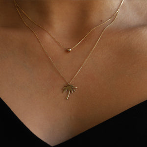 Palm Tree Double Pendant Chain Necklace