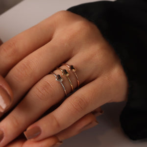 Mini Solitare Heart Stackable Ring