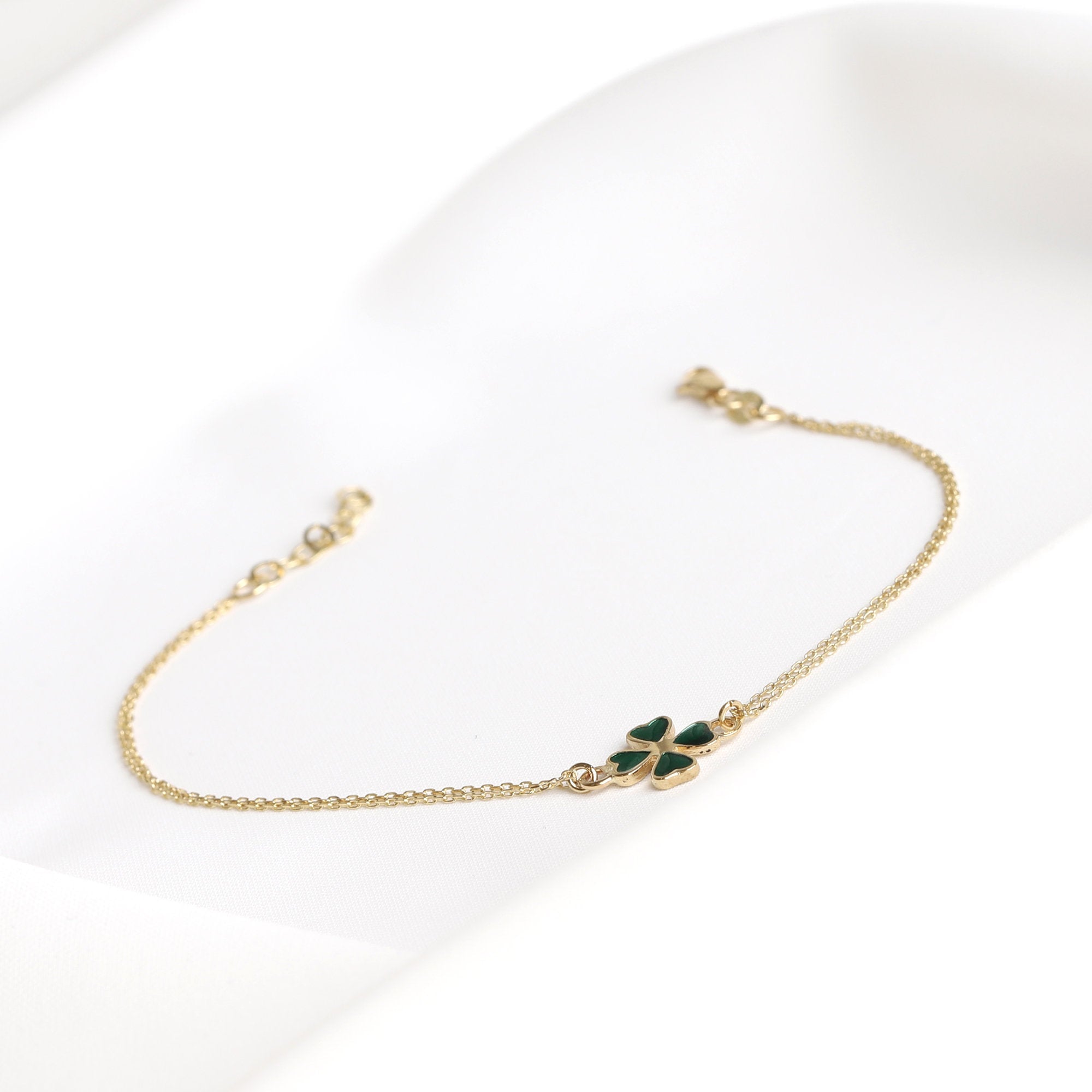 Gold Clover Necklace and Bracelet Four Leaf Clover Bracelet 