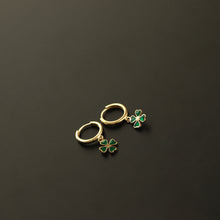 Load image into Gallery viewer, Green Enamel Four-Leaf Clover Earrings
