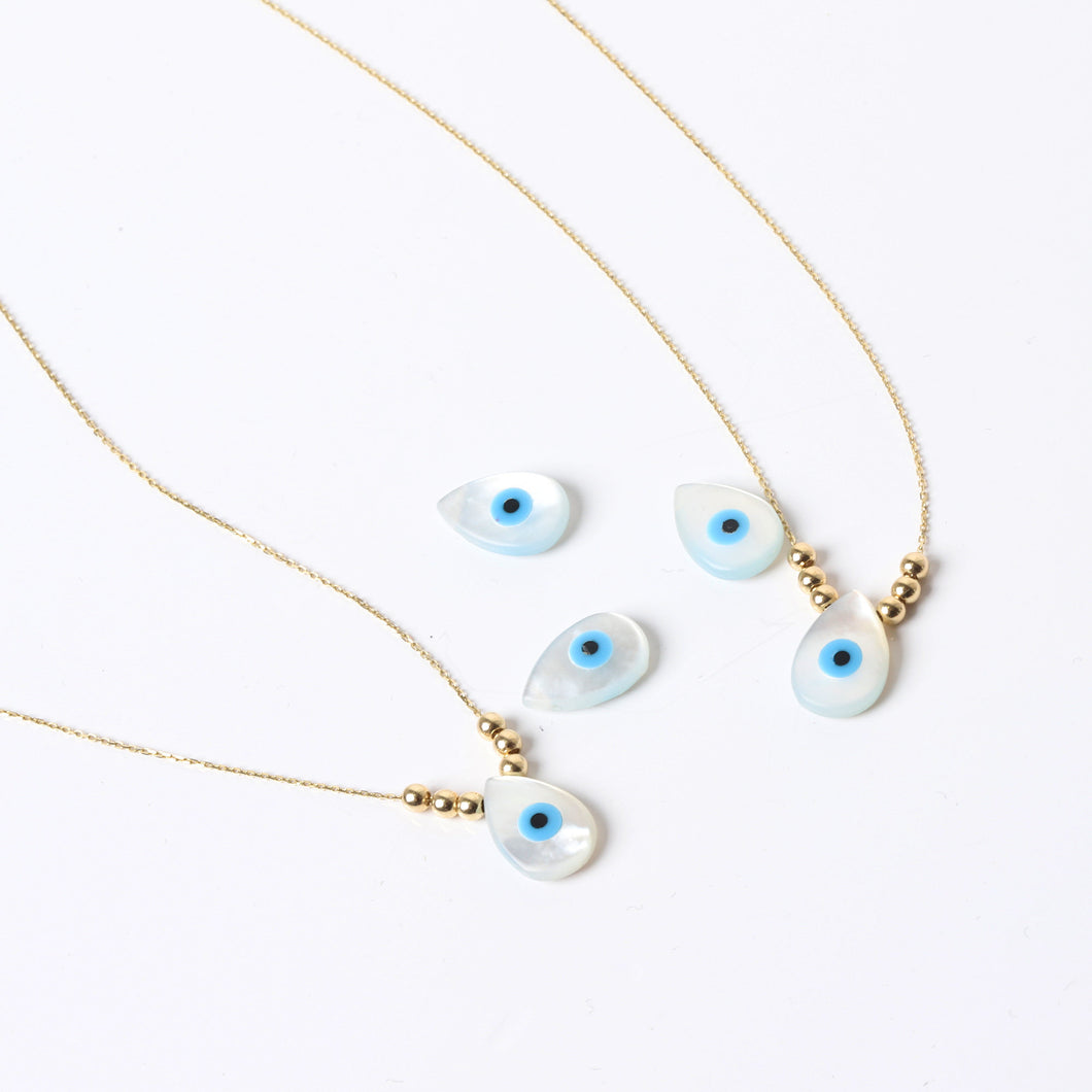 Evil Eye Mother of Pearl Minimalist Dorica Necklace