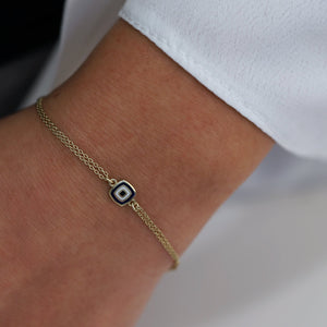 Mini Square Enamel Evil Eye Bracelet