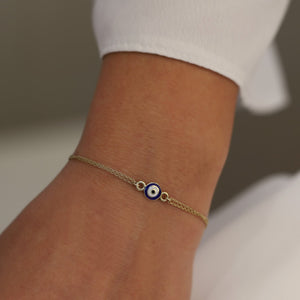 Mini Round Enamel Evil Eye Bracelet