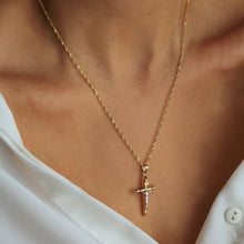 Load image into Gallery viewer, Cross Pendant Necklace on Singapore Chain
