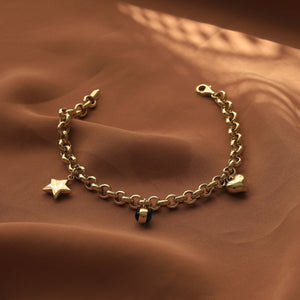 Rolo Chain Tri-Charm Bracelet