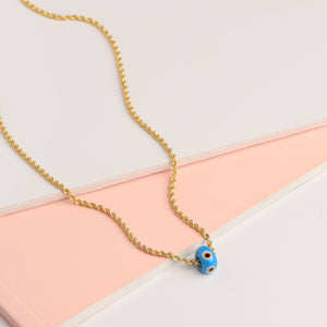 Evil Eye Gold Rope Chain Necklace