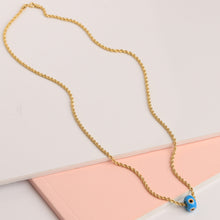 Load image into Gallery viewer, Evil Eye Gold Rope Chain Necklace
