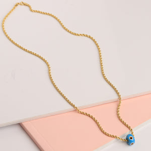 Evil Eye Gold Rope Chain Necklace