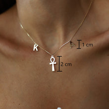 Load image into Gallery viewer, Gold Ankh Necklace with Initials Necklace
