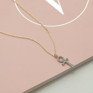 Mini Diamond Ankh Necklace
