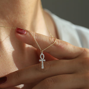 Mini Diamond Ankh Necklace