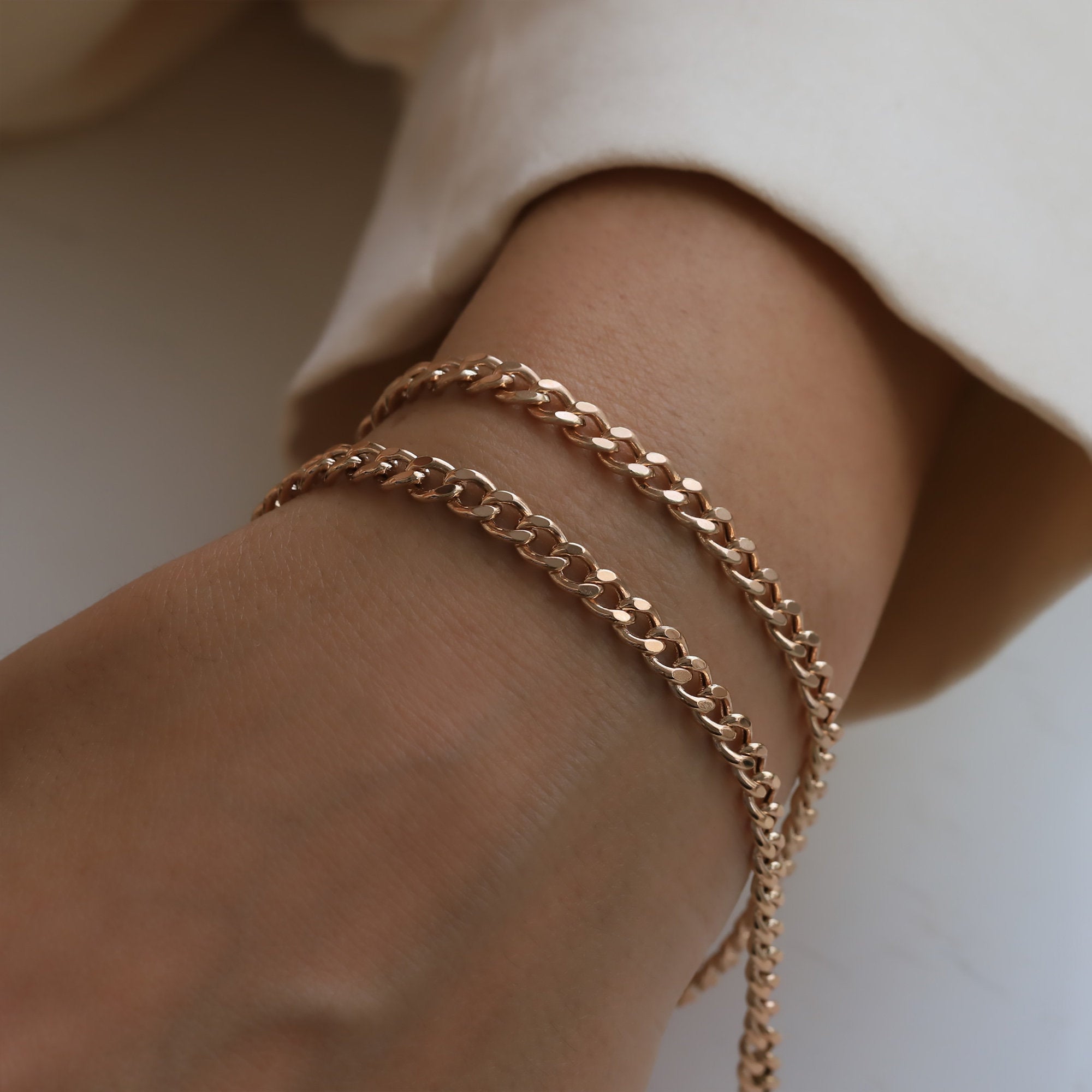 4mm Gold-Tone Stainless Steel Curb Chain Bracelet