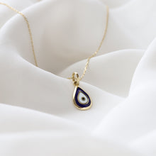 Load image into Gallery viewer, Curved Teardrop Evil Eye Necklace
