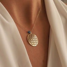 Load image into Gallery viewer, Flower of Life Pendant Necklace with Evil Eye
