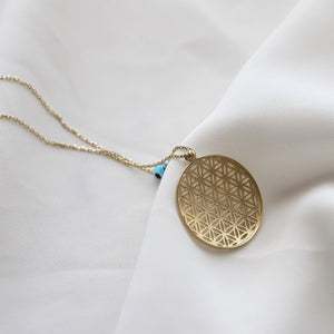 Flower of Life Pendant Necklace with Evil Eye