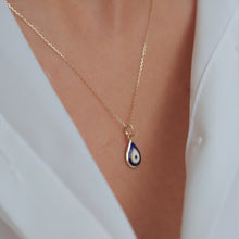 Load image into Gallery viewer, Curved Teardrop Evil Eye Necklace
