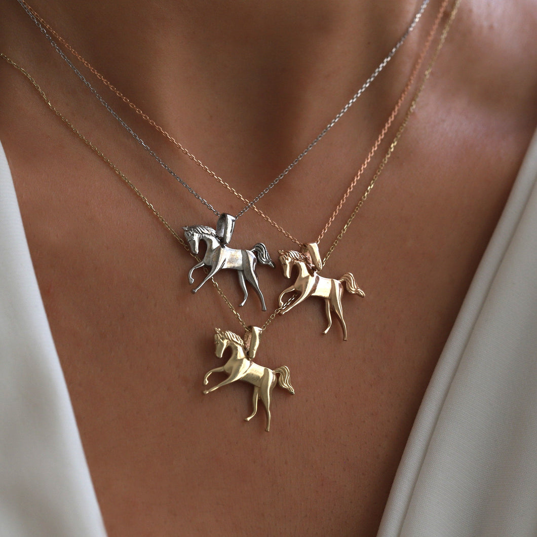 UNGENT THEM Rose Gold Horse Pendant Necklace for India | Ubuy