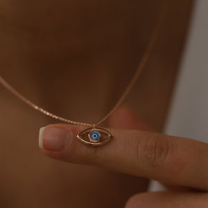 Gold and Enamel Evil Eye Pendant Necklace