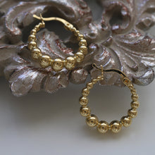 Load image into Gallery viewer, Gold Beaded Hoops Earrings
