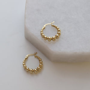 Gold Beaded Hoops Earrings
