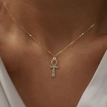 Load image into Gallery viewer, Hammered Effect Ankh Necklace

