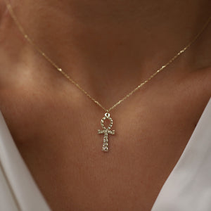 Hammered Effect Ankh Necklace