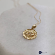 Load image into Gallery viewer, Gold Medallion Sun Eye Necklace
