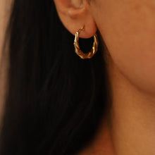 Load image into Gallery viewer, Chunky Gold Creole Bamboo Hoops Earrings
