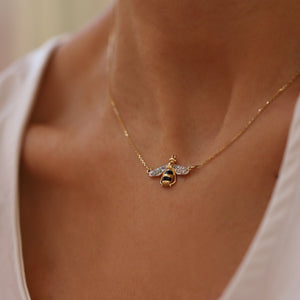Diamond Bee Pendant Necklace