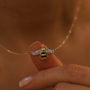 Diamond Bee Pendant Necklace
