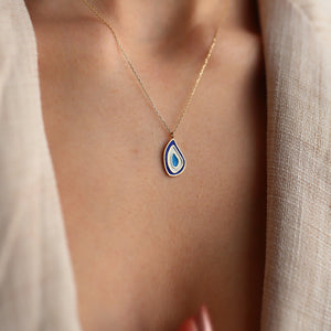 Modern Evil Eye Raindrop Pendant Necklace