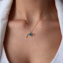 Load image into Gallery viewer, Hammered Effect Evil Eye Pendant Necklace
