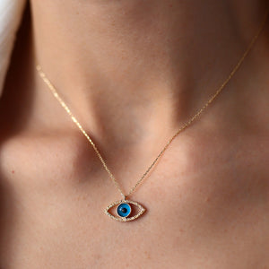Antique Evil Eye Hammered Effect Pendant Necklace