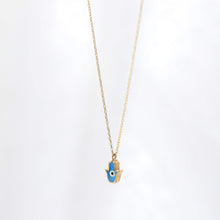 Load image into Gallery viewer, Dainty Turquoise Hamsa Necklace
