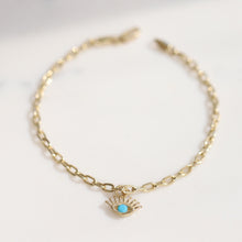 Load image into Gallery viewer, Turquoise Evil Eye Charm Bracelet
