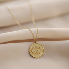 Load image into Gallery viewer, Evil Eye Coin Medallion Necklace
