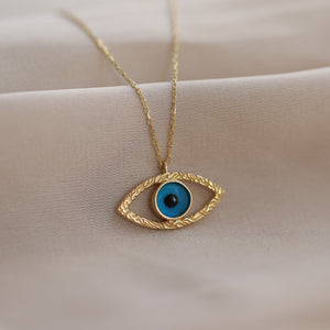 Antique Evil Eye Hammered Effect Pendant Necklace