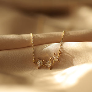 Diamond Star Trio Pendant Necklace