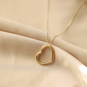 Dainty Gold Thin Open Heart Necklace
