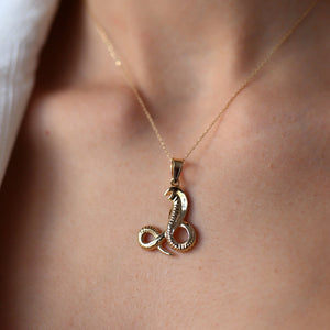 Gold Cobra Pendant Necklace
