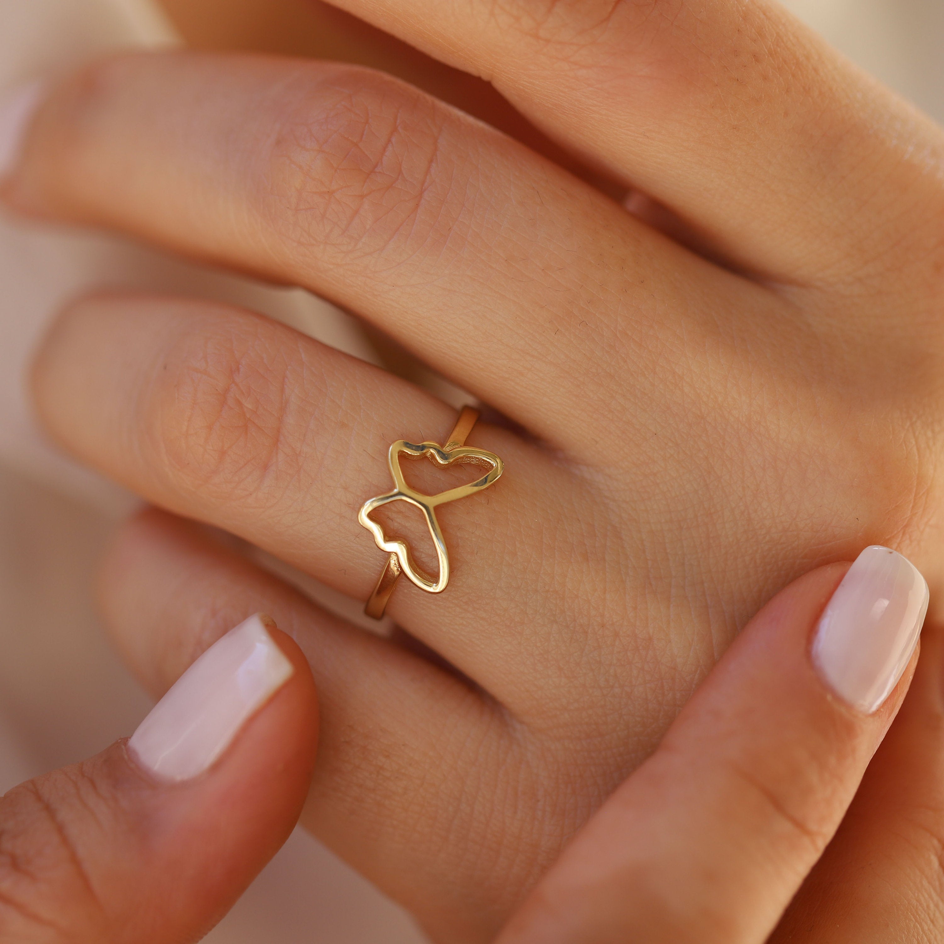 Thin Gold Butterfly Ring – Misoa Jewelry